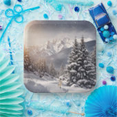 Kerstbunny in sneeuwvlokken papieren bordje (Feest)