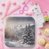 Kerstbunny in sneeuwvlokken papieren bordje (Feest)