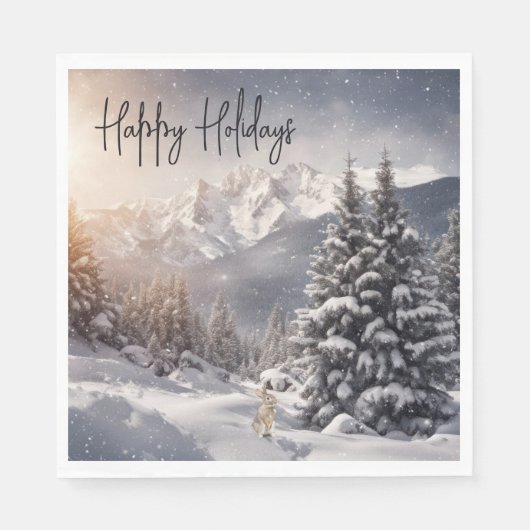 Kerstbunny in sneeuwvlokken servet (Voorkant)