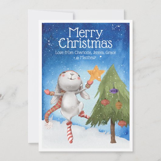 KerstBunny Rabbit Decorbitboom Snow Kaart (Voorkant)