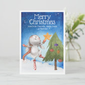 KerstBunny Rabbit Decorbitboom Snow Kaart (Staand voorkant)