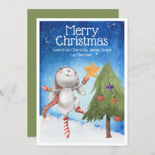 KerstBunny Rabbit Decorbitboom Snow Kaart