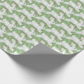 KerstBunny Rabbit Green Vines & Scrolls Cute Cadeaupapier (Hoek)
