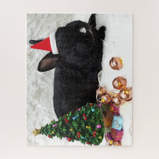 KerstBunny Rabbit in een kersthat Legpuzzel (Verticaal)