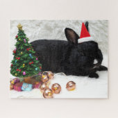 KerstBunny Rabbit in een kersthat Legpuzzel (Horizontaal)