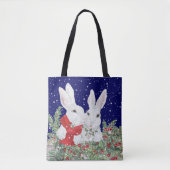KerstBunny Rabbit Lover's Cute Holiday Winter Tote Bag (Voorkant)