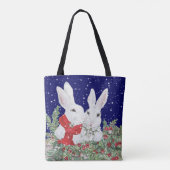 KerstBunny Rabbit Lover's Cute Holiday Winter Tote Bag (Achterkant)