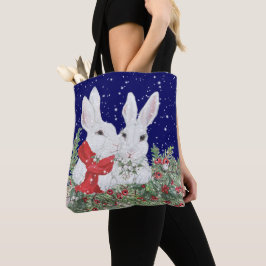 KerstBunny Rabbit Lover's Cute Holiday Winter Tote Bag