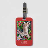 KerstBunny Rabbit Red Bagagelabel personaliseren (Voorkant (verticaal))