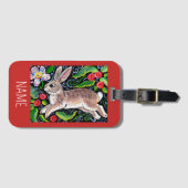 KerstBunny Rabbit Red Bagagelabel personaliseren (Voorkant (horizontaal))
