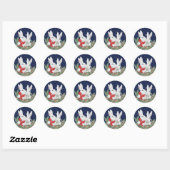 kerstbunny Rabbit Snow Greenery Holiday Art Ronde Sticker (Vel)