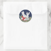 kerstbunny Rabbit Snow Greenery Holiday Art Ronde Sticker (Tas)