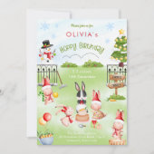 KerstBunny Rabbit Winter Kind Birthday Party Kaart (Voorkant)