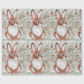 Kerstbunny Rabbit Winter Snowy Gift Wrap Cadeaupapier (Vlak)