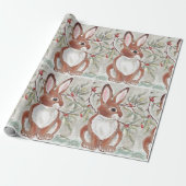 Kerstbunny Rabbit Winter Snowy Gift Wrap Cadeaupapier (Uitgerold)