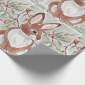 Kerstbunny Rabbit Winter Snowy Gift Wrap Cadeaupapier (Hoek)