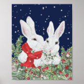 kerstbunny Rabbits Cute Holiday Art Festive Poster (Voorkant)