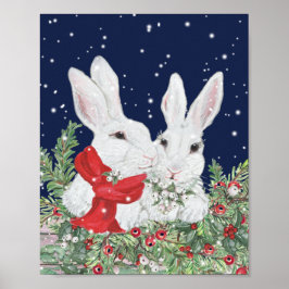 kerstbunny Rabbits Cute Holiday Art Festive Poster