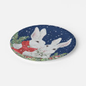 KerstBunny Rabbits Winter Holiday Blue Cute Papieren Bordje (Gekanteld)