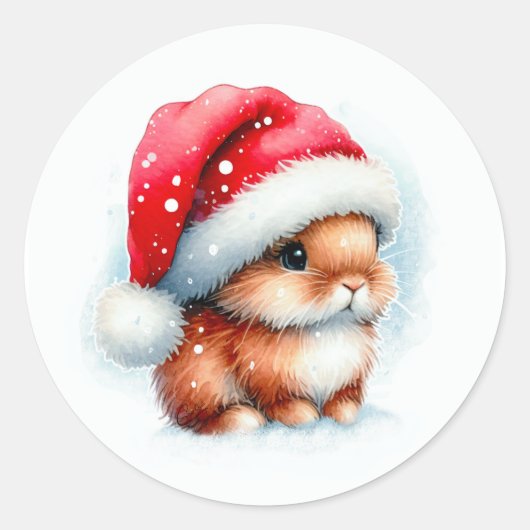 KerstBunny Ronde Sticker (Voorkant)