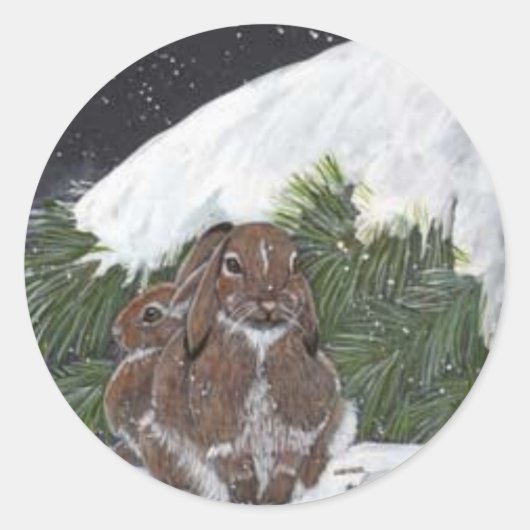 KerstBunny Ronde Sticker (Voorkant)