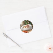 KerstBunny Ronde Sticker (Envelop)