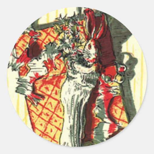 KerstBunny Ronde Sticker (Voorkant)