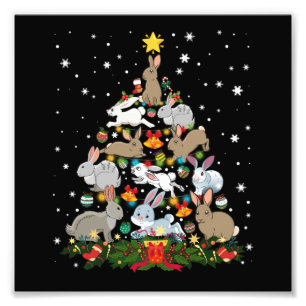 KerstBunny Tree Funny Rabbit Lover Xmas Decor Foto Afdruk