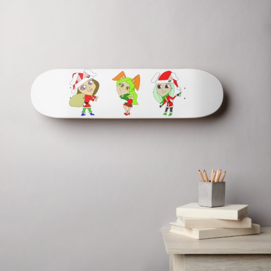 KerstBunnymemeisjes Persoonlijk Skateboard (Muurkunst (Horizontaal))