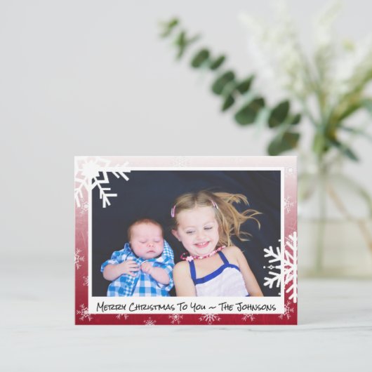 Kerstburgundy Snowflakes Briefkaart (Staand voorkant)