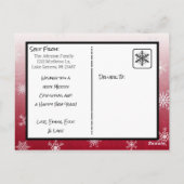 Kerstburgundy Snowflakes Briefkaart (Achterkant)