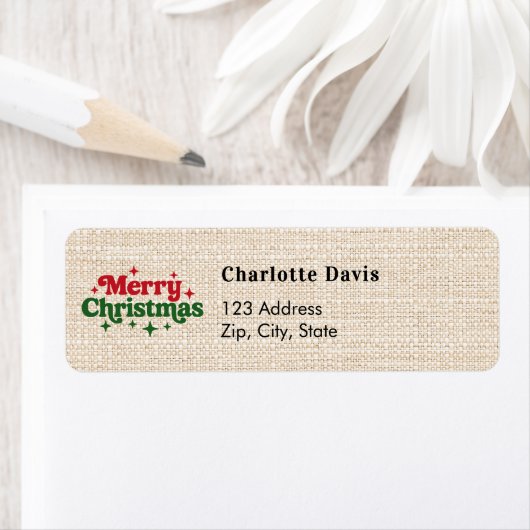 Kerstburlap beige rustiek retouradres etiket (Insitu)