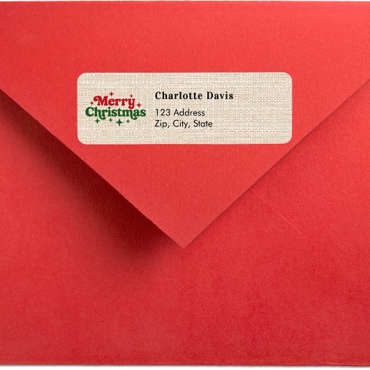 Kerstburlap beige rustiek retouradres etiket