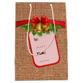 kerstburlap medium cadeauzakje (Voorkant)
