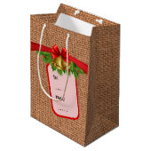 kerstburlap medium cadeauzakje (Voorkant Gekanteld)