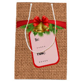 kerstburlap medium cadeauzakje (Achterkant)