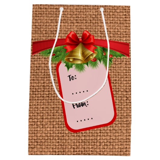 kerstburlap medium cadeauzakje (Achterkant)