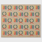 kerstbusiness Logo Vintage Wreath Kraft Cadeaupapier (Vlak)