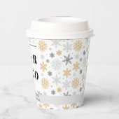 Kerstbusiness Logo Winter Snowflake Pattered Papieren Bekers (Achterkant)