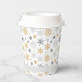 Kerstbusiness Logo Winter Snowflake Pattered Papieren Bekers (Rechts)