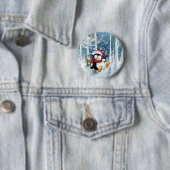KerstButton Happy Penguin Ronde Button 5,7 Cm (In situ)