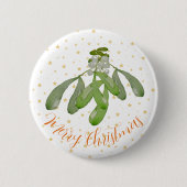 KerstButton Oorspronkelijke Waterverf Mistletoe Ronde Button 5,7 Cm (Voorkant)