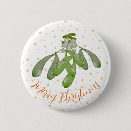 KerstButton Oorspronkelijke Waterverf Mistletoe Ronde Button 5,7 Cm