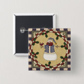 KerstButton - Winter Doodsen Snowman Vierkante Button 5,1 Cm (Voorkant /achterkant)