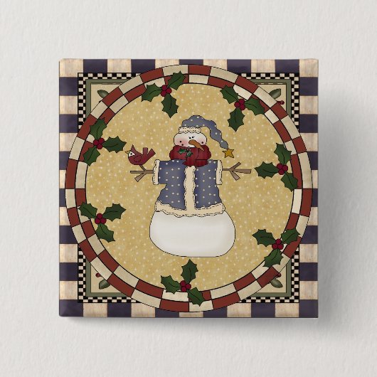 KerstButton - Winter Doodsen Snowman Vierkante Button 5,1 Cm (Voorkant)