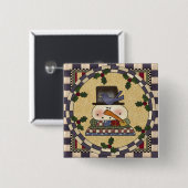 KerstButton - Winter Snowman Vierkante Button 5,1 Cm (Voorkant /achterkant)