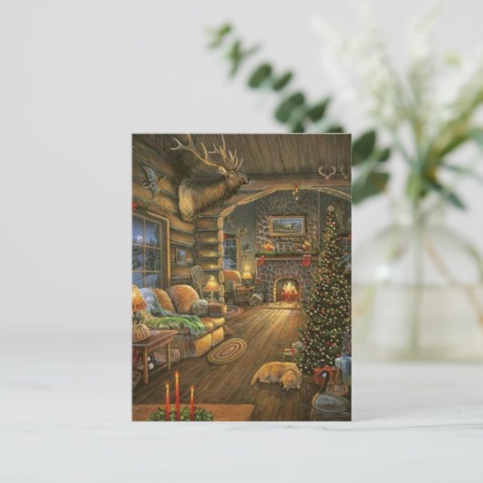  kerstcabine feestdagenkaart (Staand voorkant)