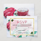 Kerstcacao Candy Cane Scarf & Ghandschoenen RSVP Kaart (Voorkant / Achterkant)