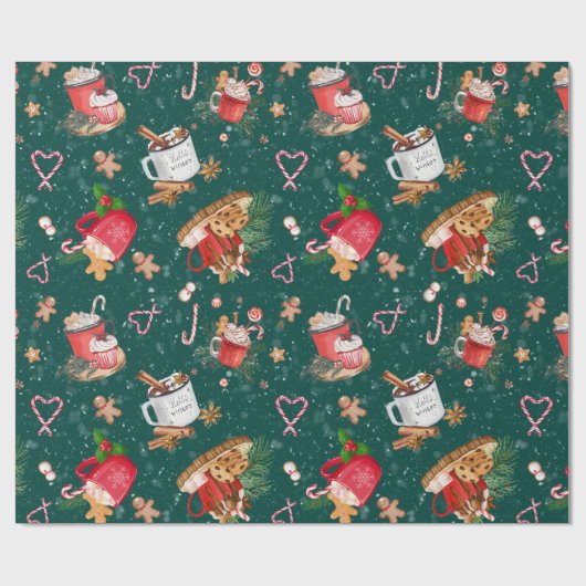 Kerstcacao met Marshmallows-Mokken Cadeaupapier (Vlak)