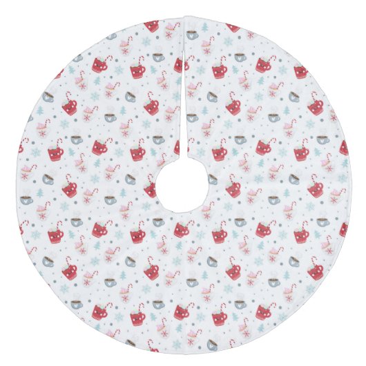 kerstcacaokoppen en snoepsuikerriet fleece kerstboom rok (Voorkant)